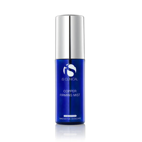 iS CLINICAL Copper Firming Mist bottle highlighting hydrating, toning formula.