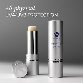 iS CLINICAL Liprotect SPF 35 elderberry-extract close-up suggests environmental defense for lips.