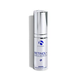 iS CLINICAL Retinol+ Emulsion 0.3 bottle visible, may smooth and even skin tone
