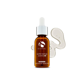 iS CLINICAL Super Serum Advance+ bottle front showing vitamin C formula for brightening