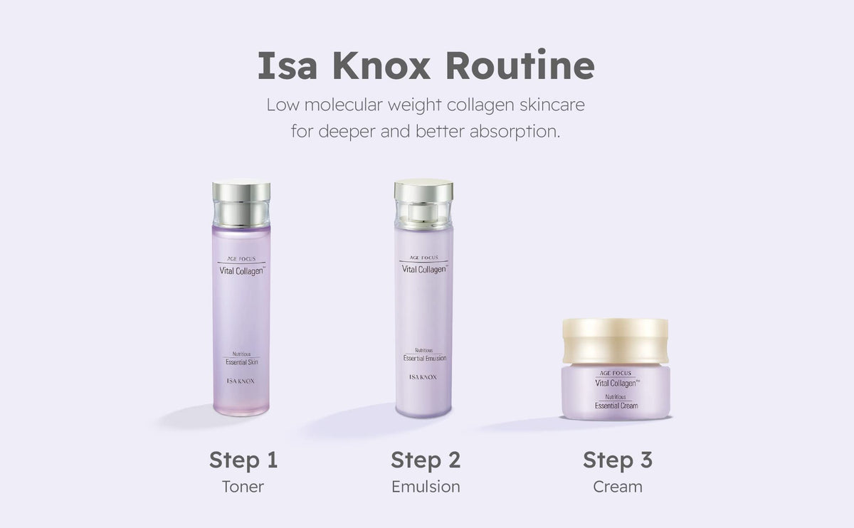Isa Knox Age Focus Vital Collagen gift set open with product lineup