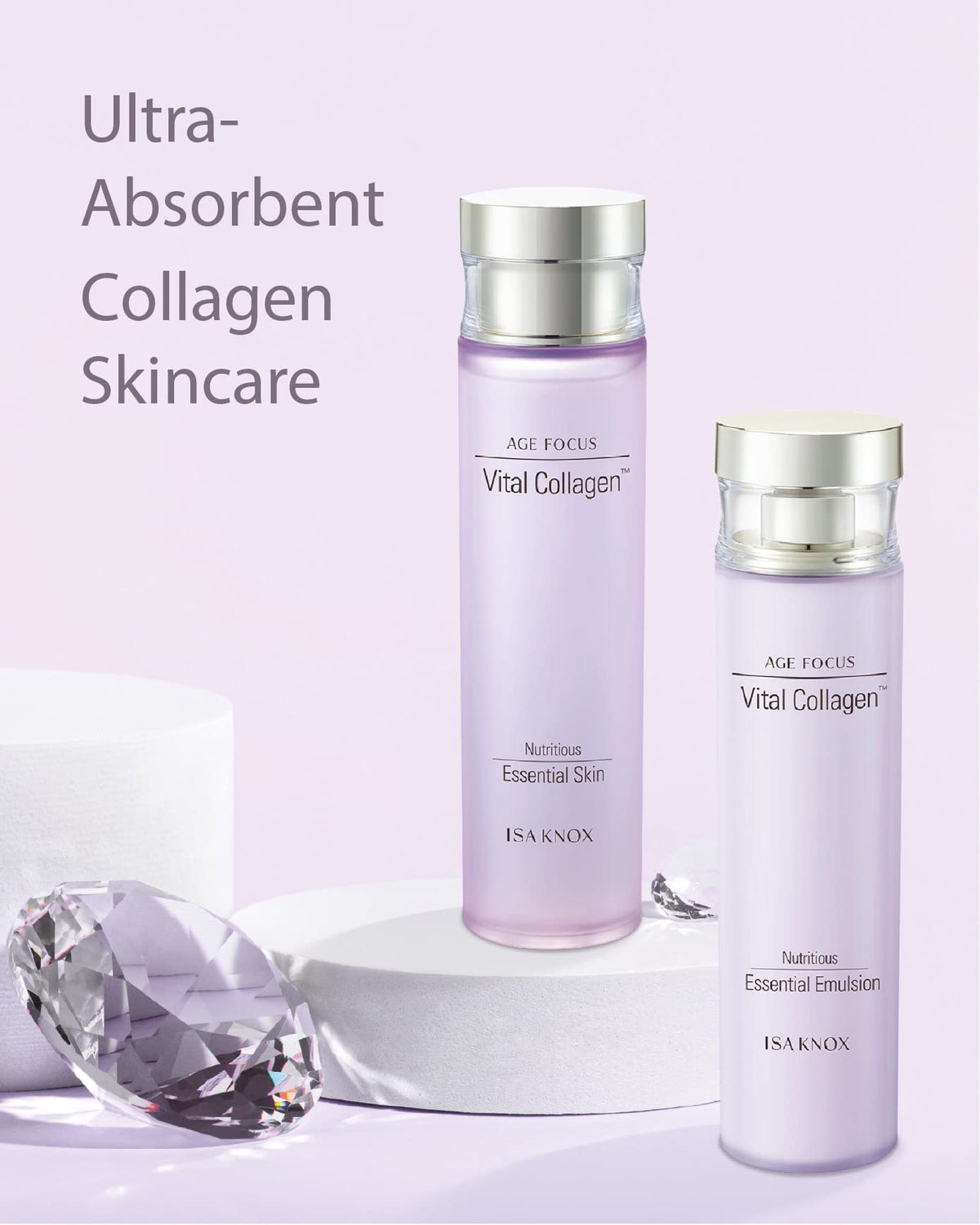 Isa Knox Age Focus Vital Collagen Toner packaging highlighting premium Korean skincare