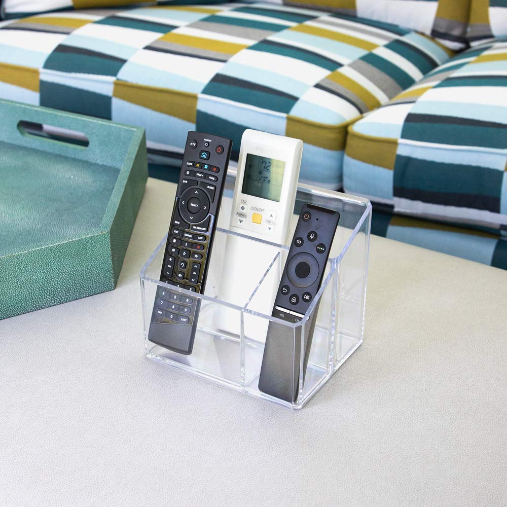 Isaac Jacobs organizer keeps remotes neatly stored and visible