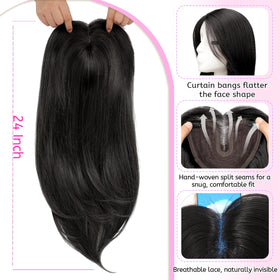 Isaic hair topper with adjustable band for a personalized, comfortable fit