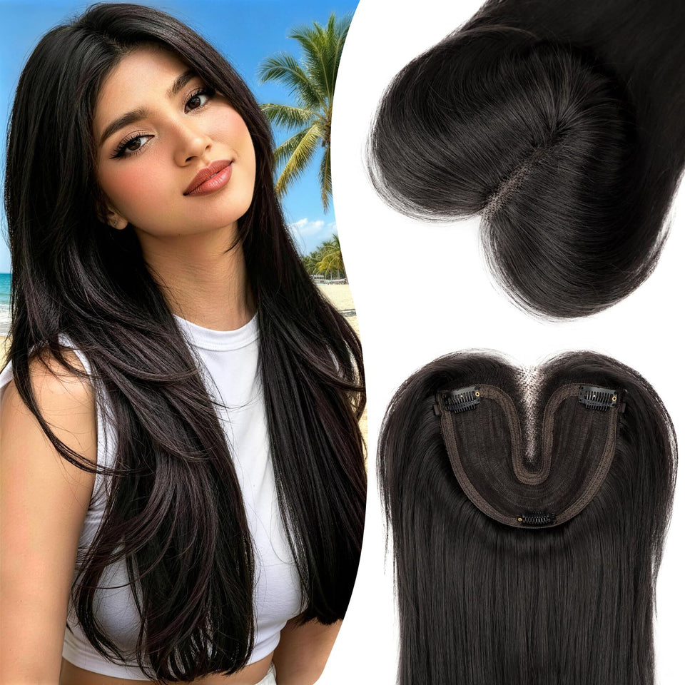 Isaic hair topper clip-in with three anti-slip clips for secure all-day wear