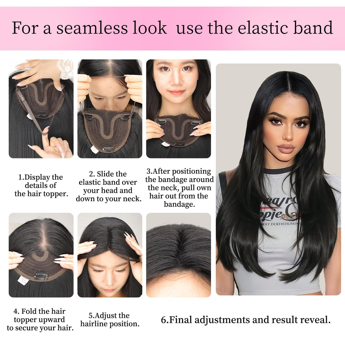 Isaic Hair Topper quick clip-in application for fast styling.