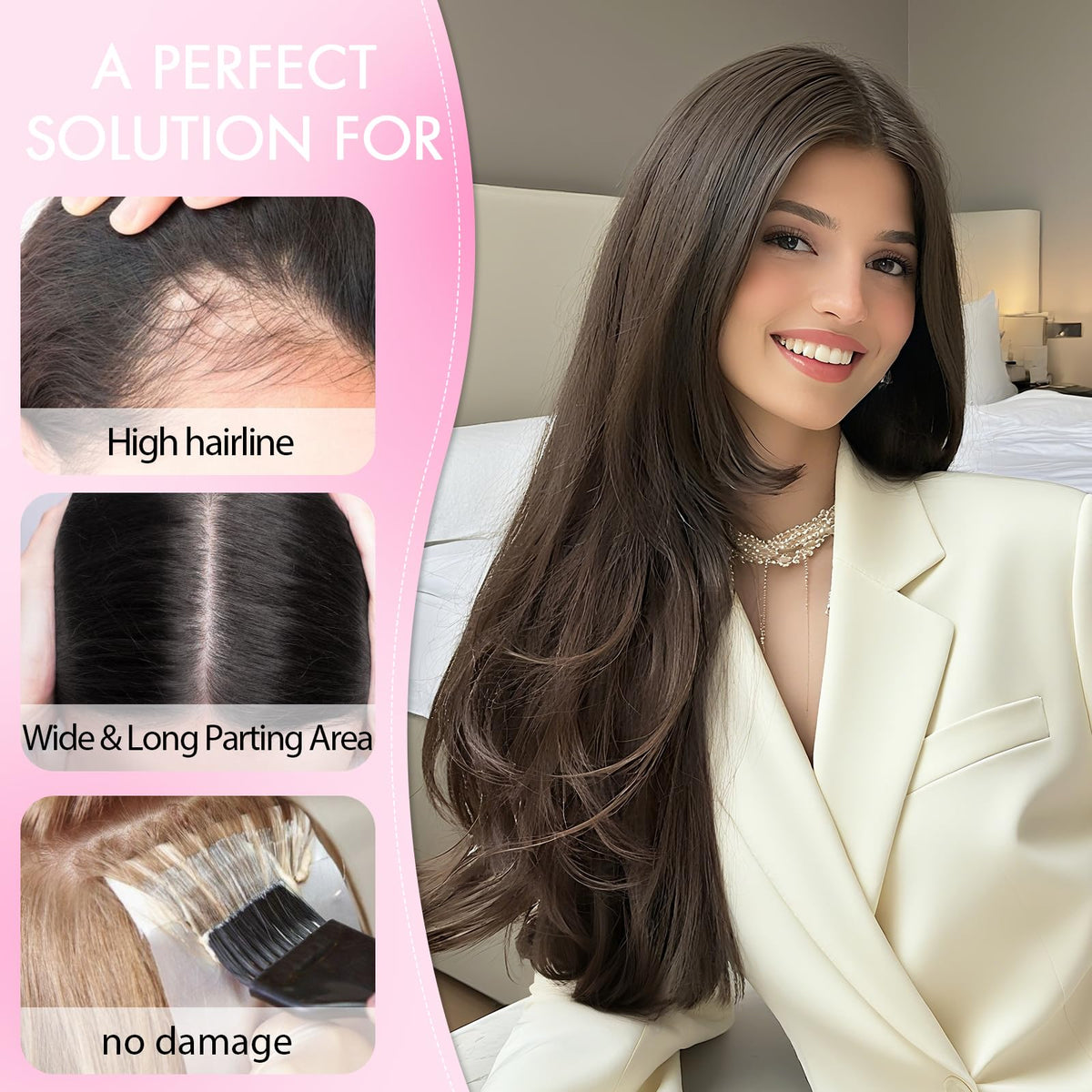 Isaic Hair Topper shown from side view with added volume.