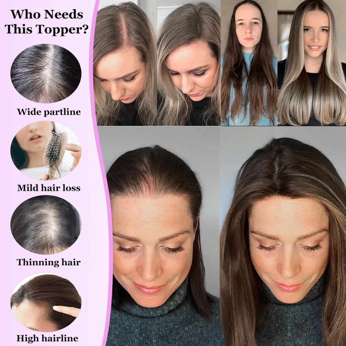 Isaic layered topper showing natural blend for fuller coverage