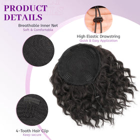 Isaic natural black wavy ponytail blends with textured hair for a natural look.