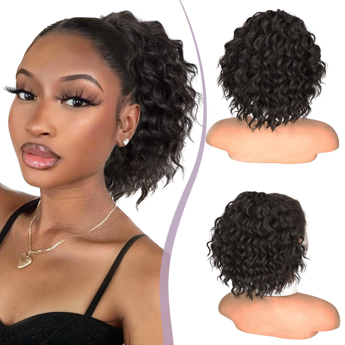 Isaic ponytail extension 8in short-curly with drawstring for quick volume.