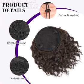 Isaic drawstring ponytail with clips for secure, practical wear.