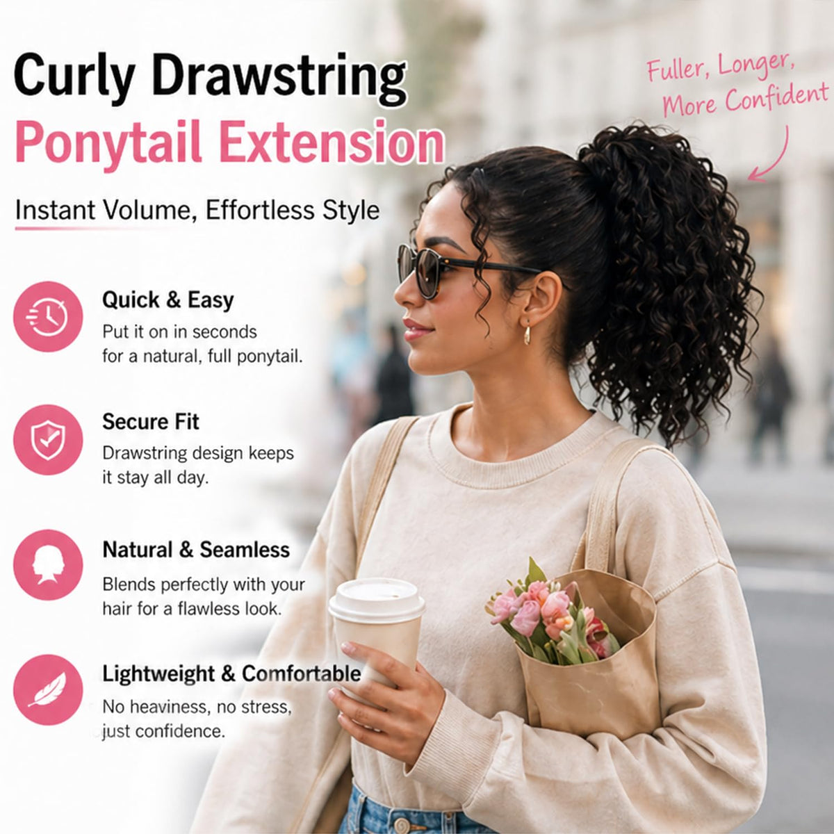 Isaic lightweight comfort ponytail designed for all day wear.