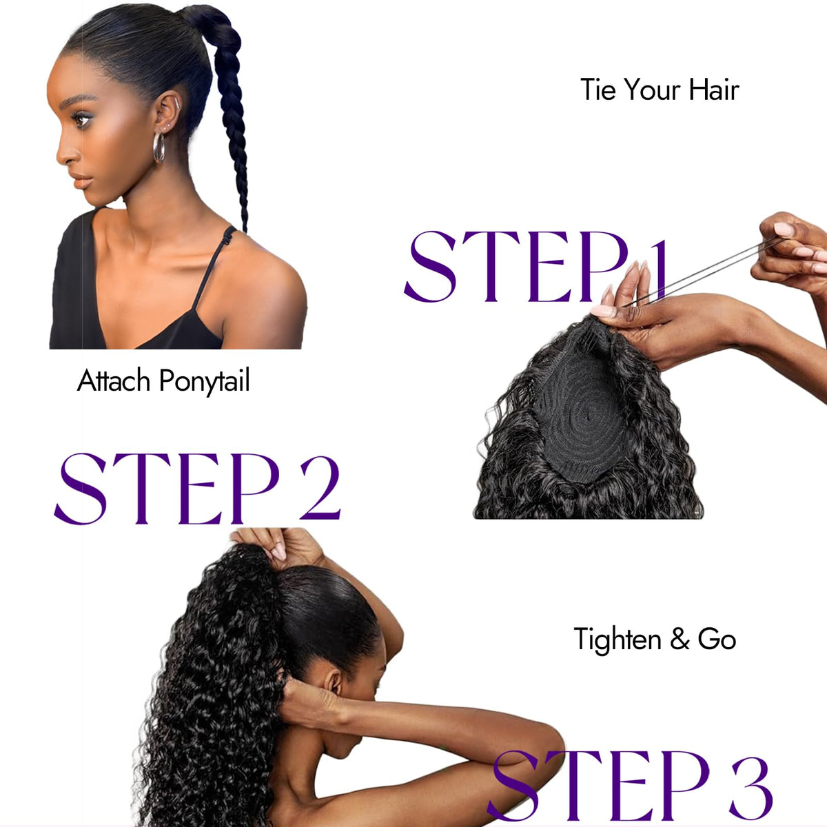 Isaic natural look ponytail blending with textured hair for everyday style.