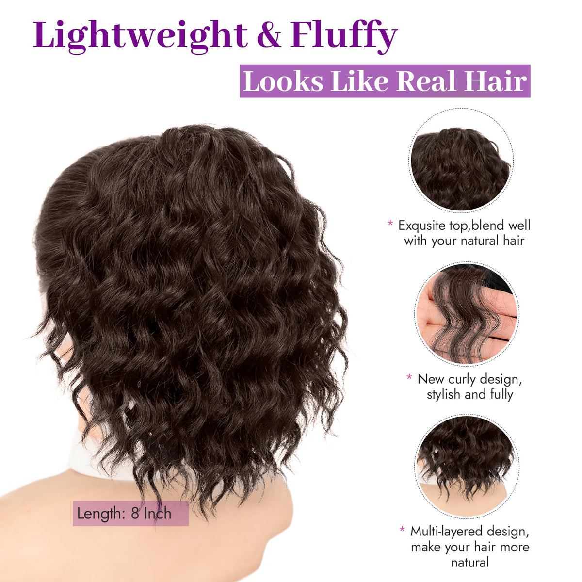 Isaic short 8 inch wavy curly ponytail for volumized styling.