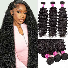 Isarella deep wave bundles 20-inch pack, top view, premium virgin hair for versatile styling.