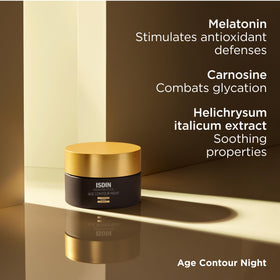 Premium packaging of ISDIN Age Contour displayed in natural light.