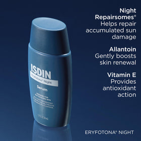 ISDIN Eryfotona Night being applied to skin for nightly care.