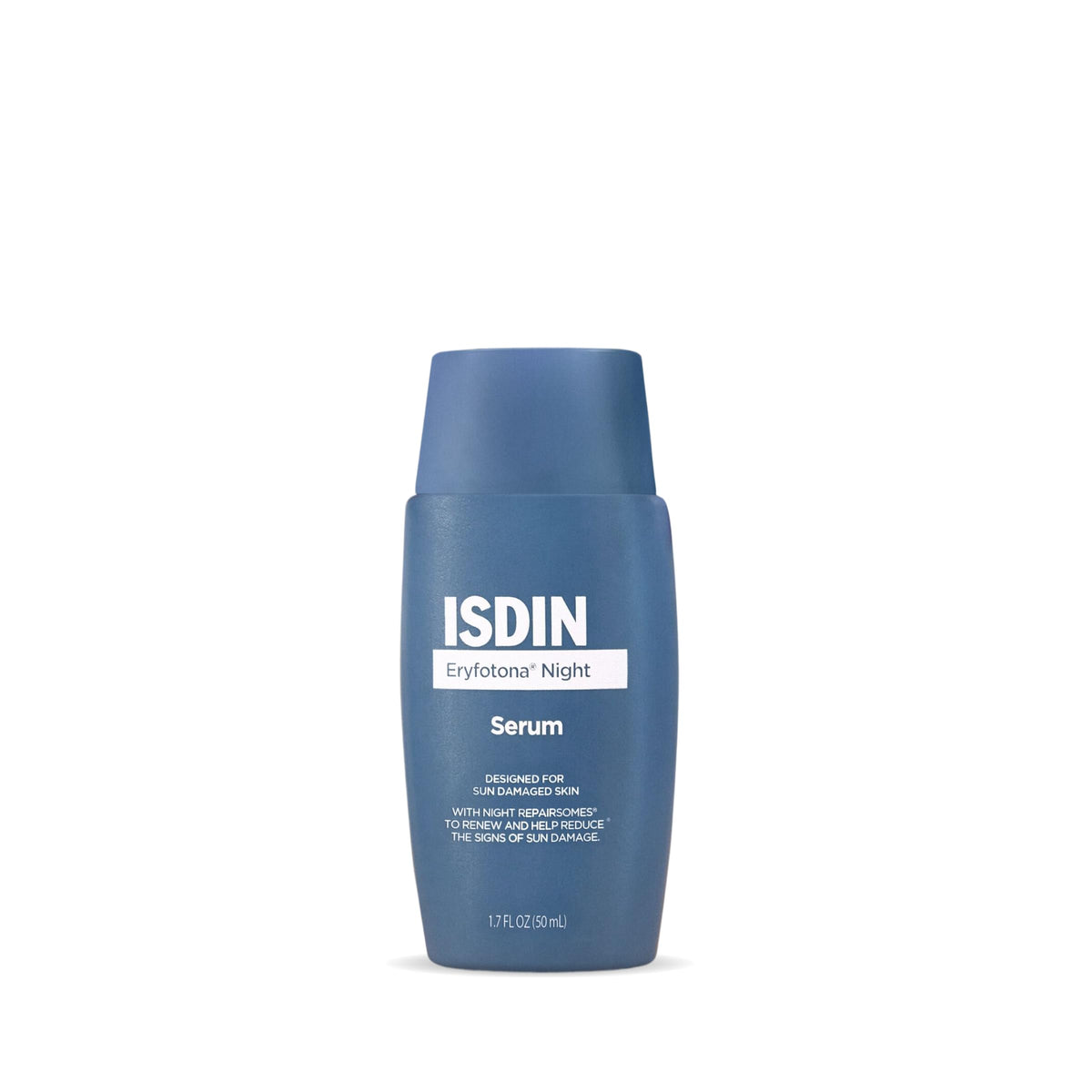 ISDIN Eryfotona Night serum bottle highlighting Night Repairsomes for repairing sun damage.