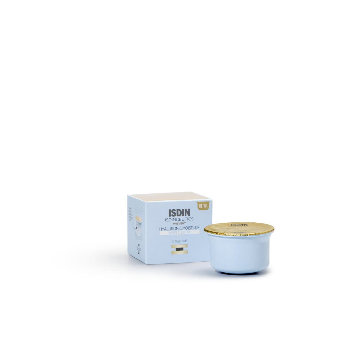 ISDIN Isdinceutics Eco-Refill bottle pour showing hydration for daily use.