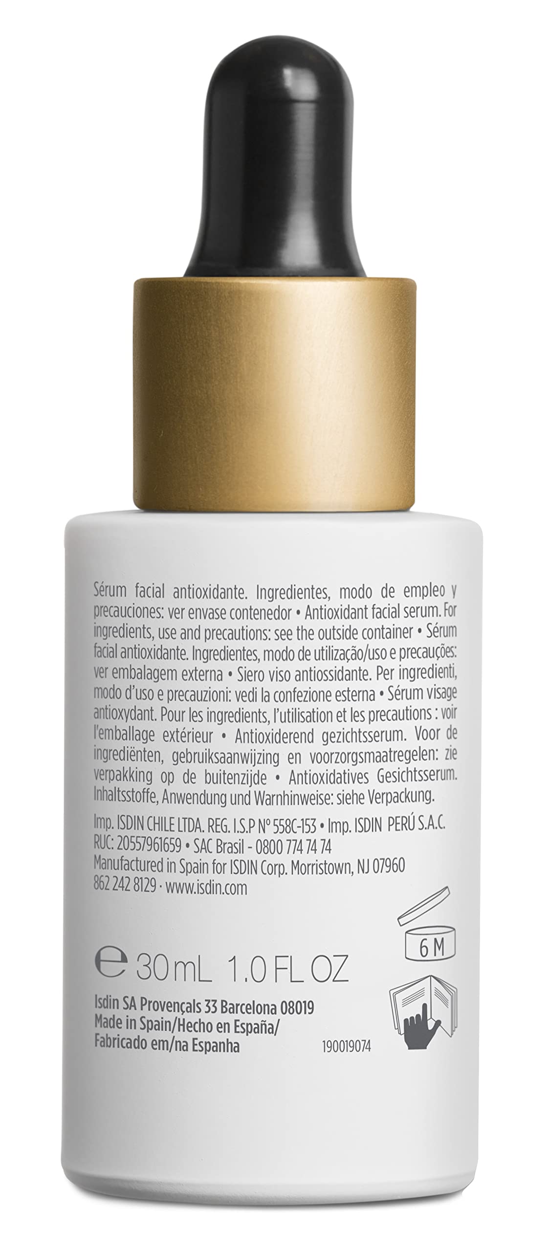 ISDIN Flavo-C serum on sun-kissed skin; adds healthy glow.