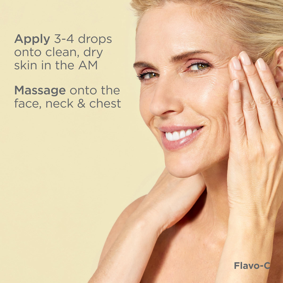 ISDIN Flavo-C serum label shot; clear ingredient highlights for trust.