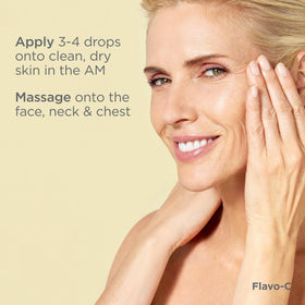 ISDIN Flavo-C serum label shot; clear ingredient highlights for trust.