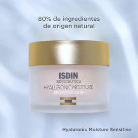 ISDIN Isdinceutics Hyaluronic Moisture texture swirl showing smooth cream with redness-relief feel.
