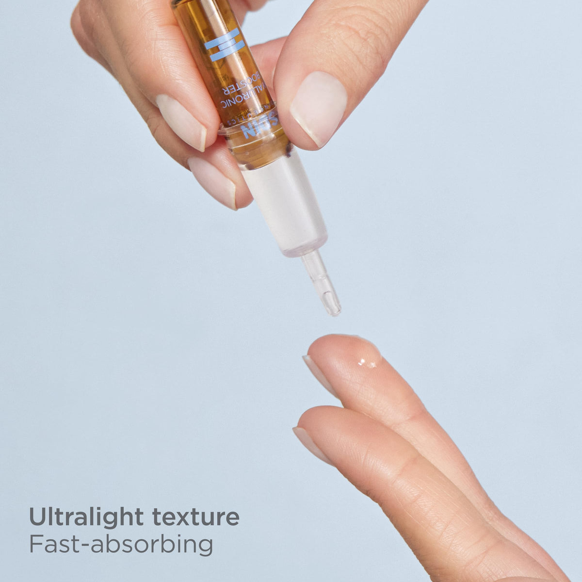 ISDIN Isdinceutics hyaluronic booster close-up bottle highlighting dual-weight hyaluronic acids
