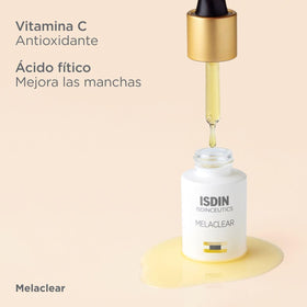 Morning skincare with Melaclear under sunscreen for even tone.