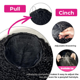ISEE 22-inch length showcases voluminous kinky curly waves.
