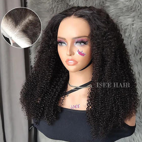 ISEE Afro curly wig human hair texture soft and natural-looking