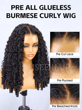 ISEE Burmese curly wig pre-plucked hairline for seamless look