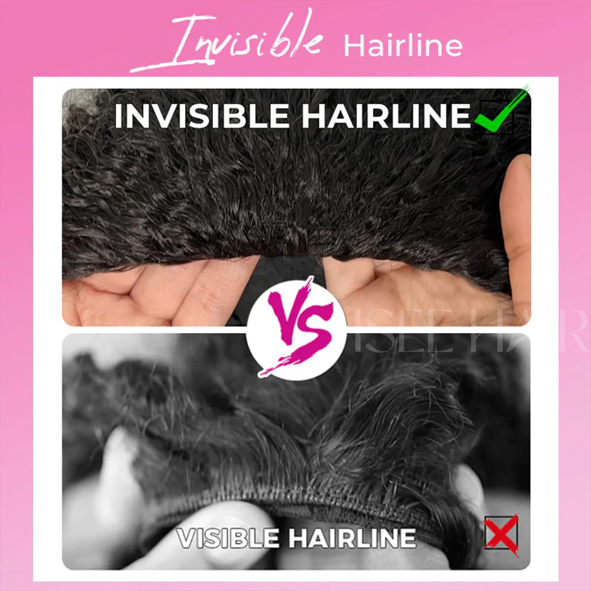 ISEE Half Wig with four removable combs for secure hold.