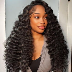 ISEE half wig with loose deep wave for natural length and volume.