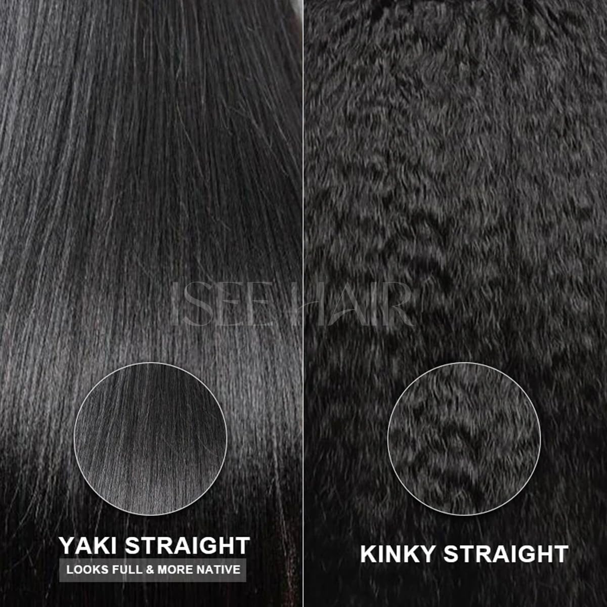 ISEE Half Wig Yaki Straight Invisifit strap secures comfortable daily wear.