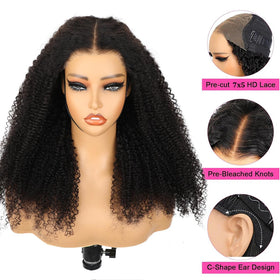ISEE HD lace closure natural parting Afro curly wig with pre-cut lace