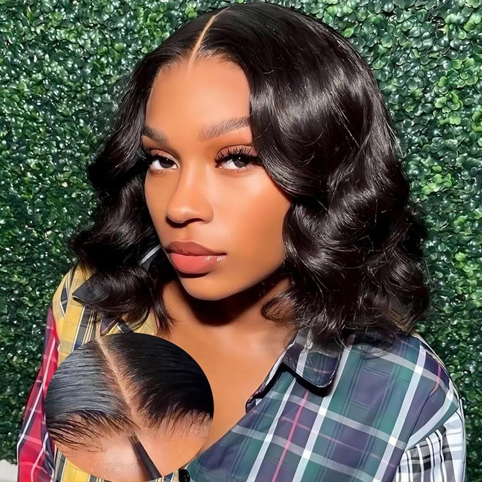 ISEE Wear and Go glueless wig front close-up with natural hairline and soft Remy hair.