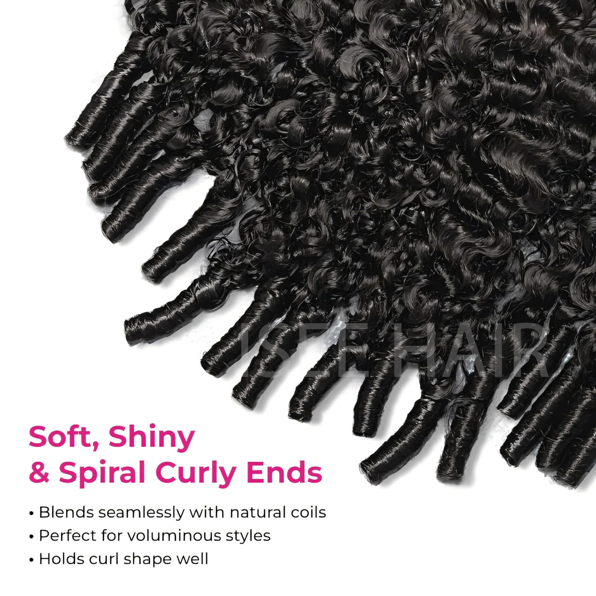 ISEE wig with finger coil ends for added volume