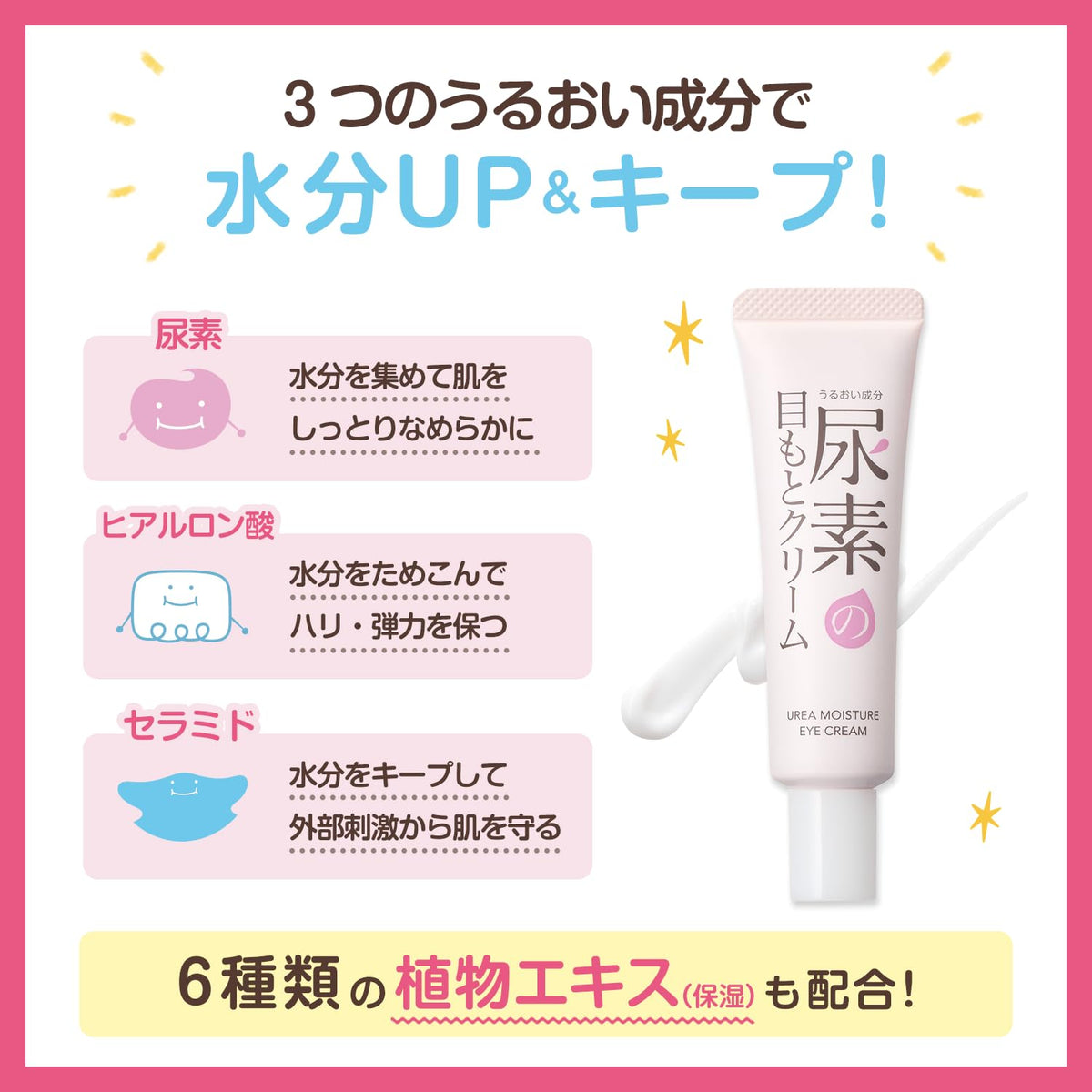 Ishizawa Labs Sukoyaka Suhada Urea Eye Cream 30g application-point demonstrates under-eye convenience.