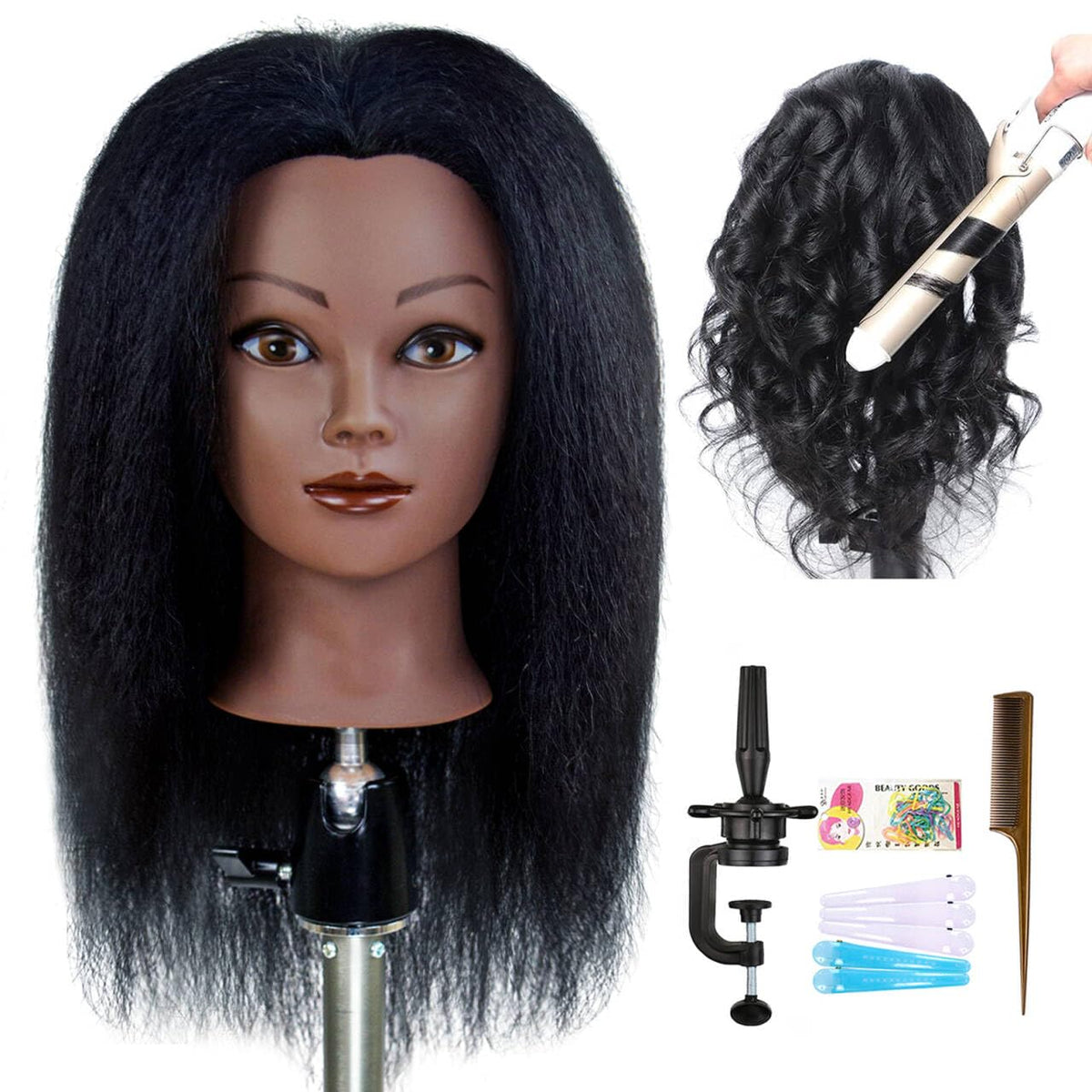 ISHOTAIME mannequin head with real hair for authentic practice sessions