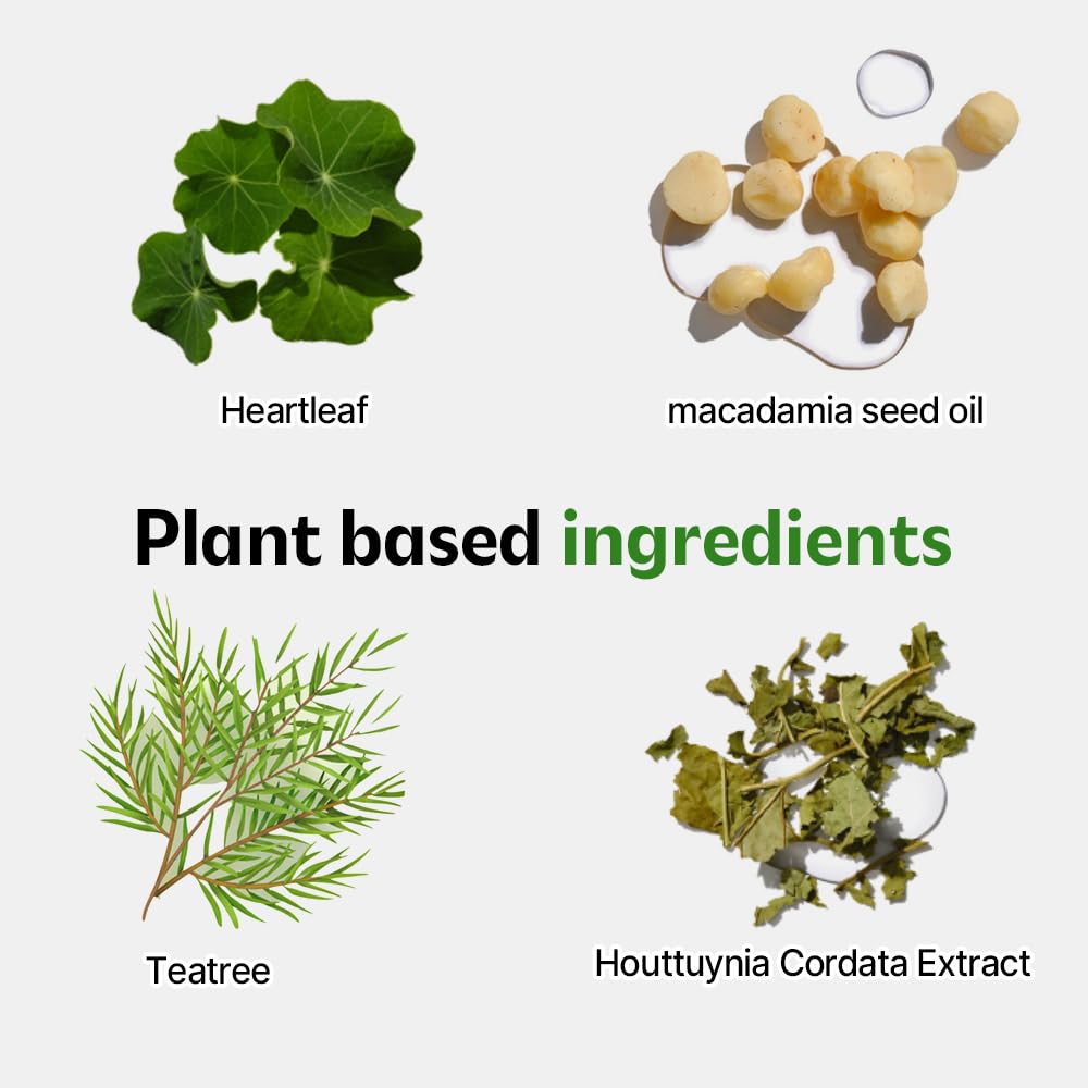ISOI botanicals graphic on packaging featuring Tea Tree, Houttuynia, Portulaca.