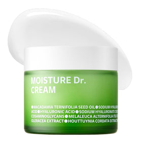 ISOI Moisture Dr. Soothing Cream bottle close-up showing lightweight gel texture for sensitive skin.