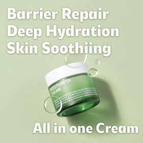 ISOI Moisture Dr. Soothing Cream applied to cheek with a non-sticky finish.