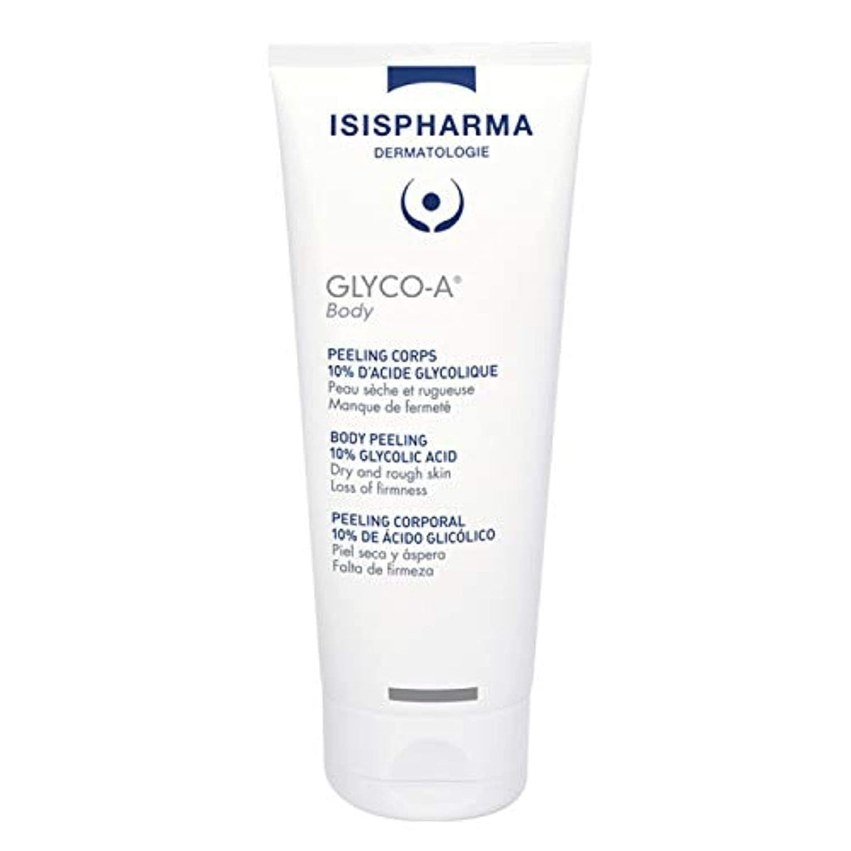 IsisPharma Glyco-A Body Peeling bottle; exfoliation and hydration benefits.