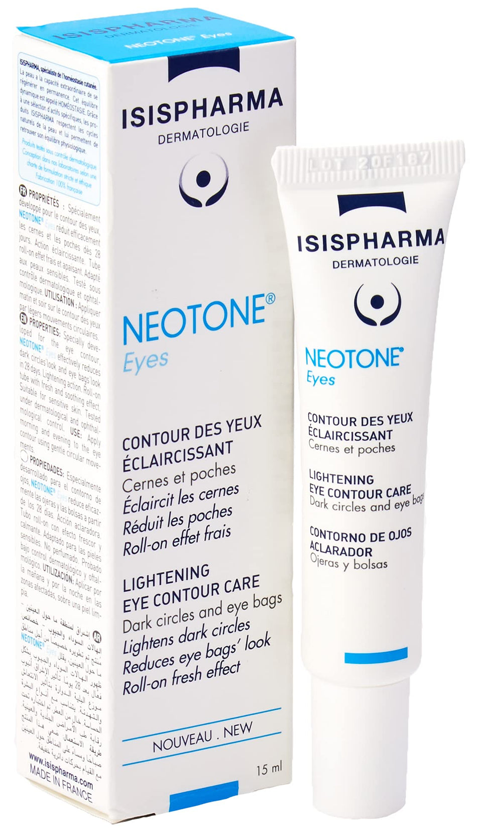 IsisPharma Neotone Lightening Eye Contour packshot for a brighter under-eye area.