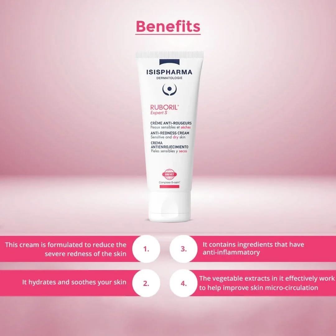 IsisPharma Ruboril Expert S application texture close-up, smooth, fast-absorbing finish.