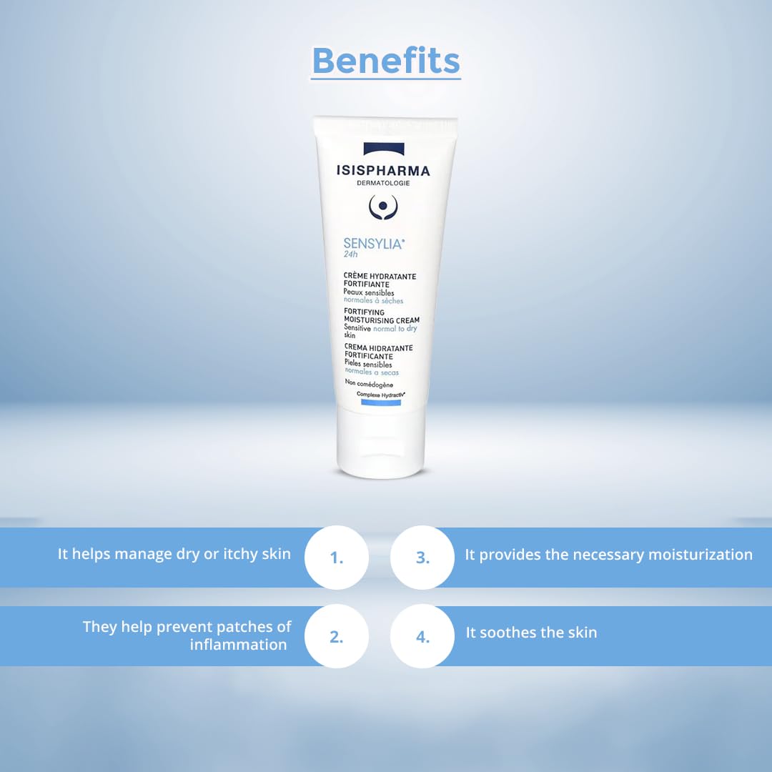 IsisPharma Sensylia 24h cream swatch showing creamy texture and instant freshness.