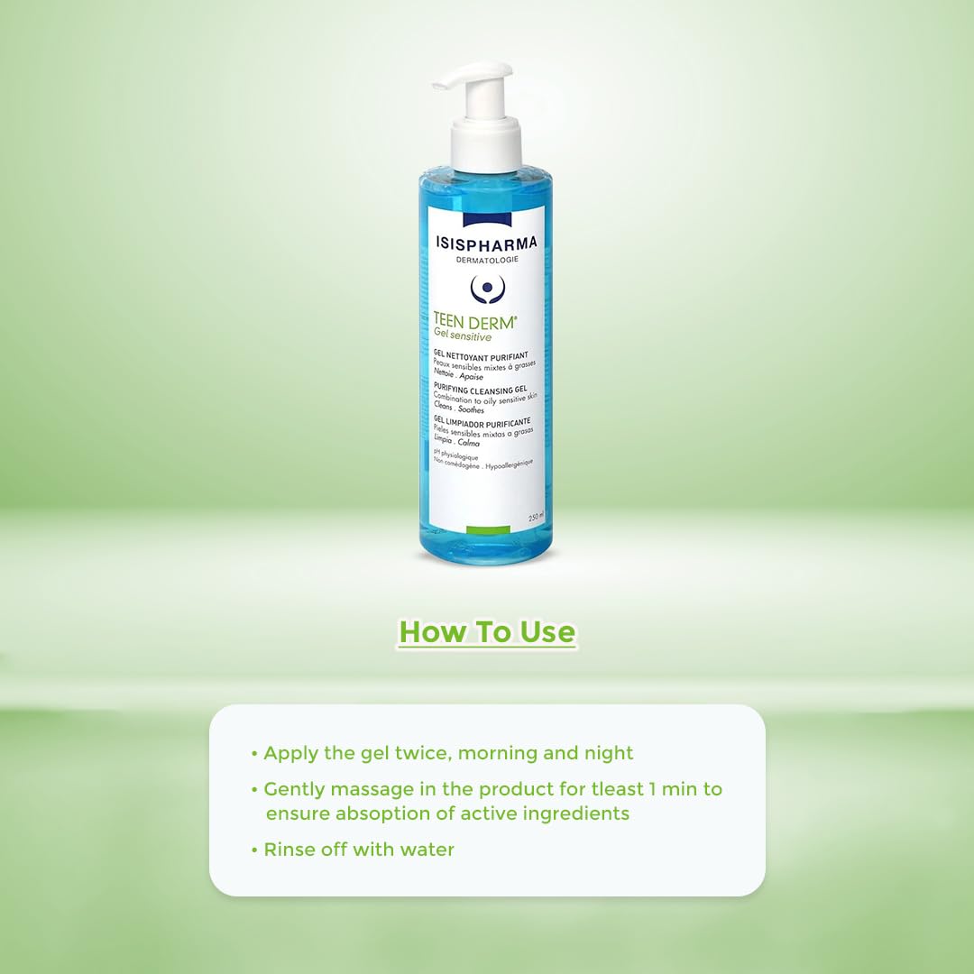 IsisPharma Teen Derm Gel Sensitive packaging on shelf for easy everyday use