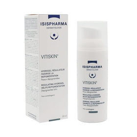IsisPharma Vitiskin hydrogel bottle application supports targeted depigmentation.