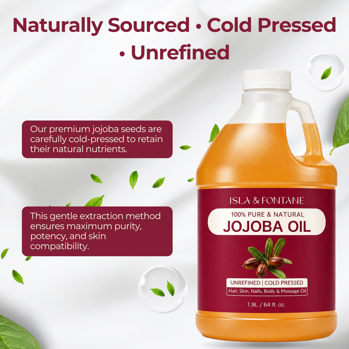 ISLA & FONTANE Jojoba Oil face-moisturizer image emphasizes daily hydration.